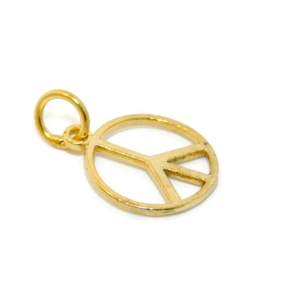 14K Peace Sign (Large) Yellow Gold Pendant Charm - Picture 1 of 2